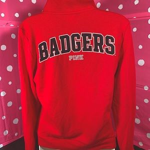 VS PINK EXTRA SMALL, 1/4 ZIP, UNIVERSITY OF WISCONSIN, LONG SLEEVE, BLING